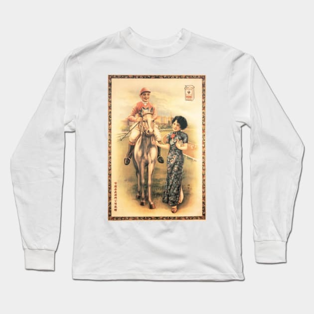 Woman and Jockey Weekend Horse Racing Cigarettes Cigars Tobacco Vintage Advertisement Long Sleeve T-Shirt by vintageposters
